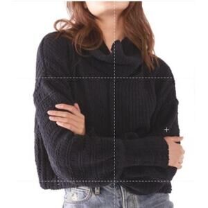 FREE PEOPLE Be Yours Cowl Neck Boxy Cropped Slouchy Exaggerated Sleeve Sweater S